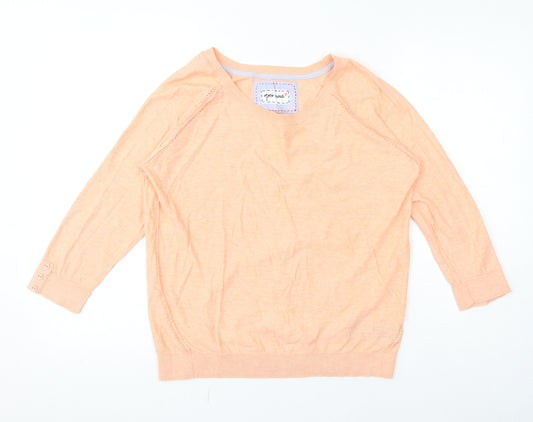 Per Una Womens Orange 100% Cotton Jersey T-Shirt Size 12 Round Neck