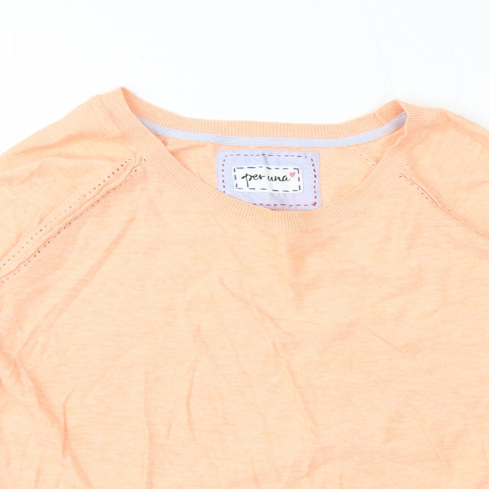 Per Una Womens Orange 100% Cotton Jersey T-Shirt Size 12 Round Neck