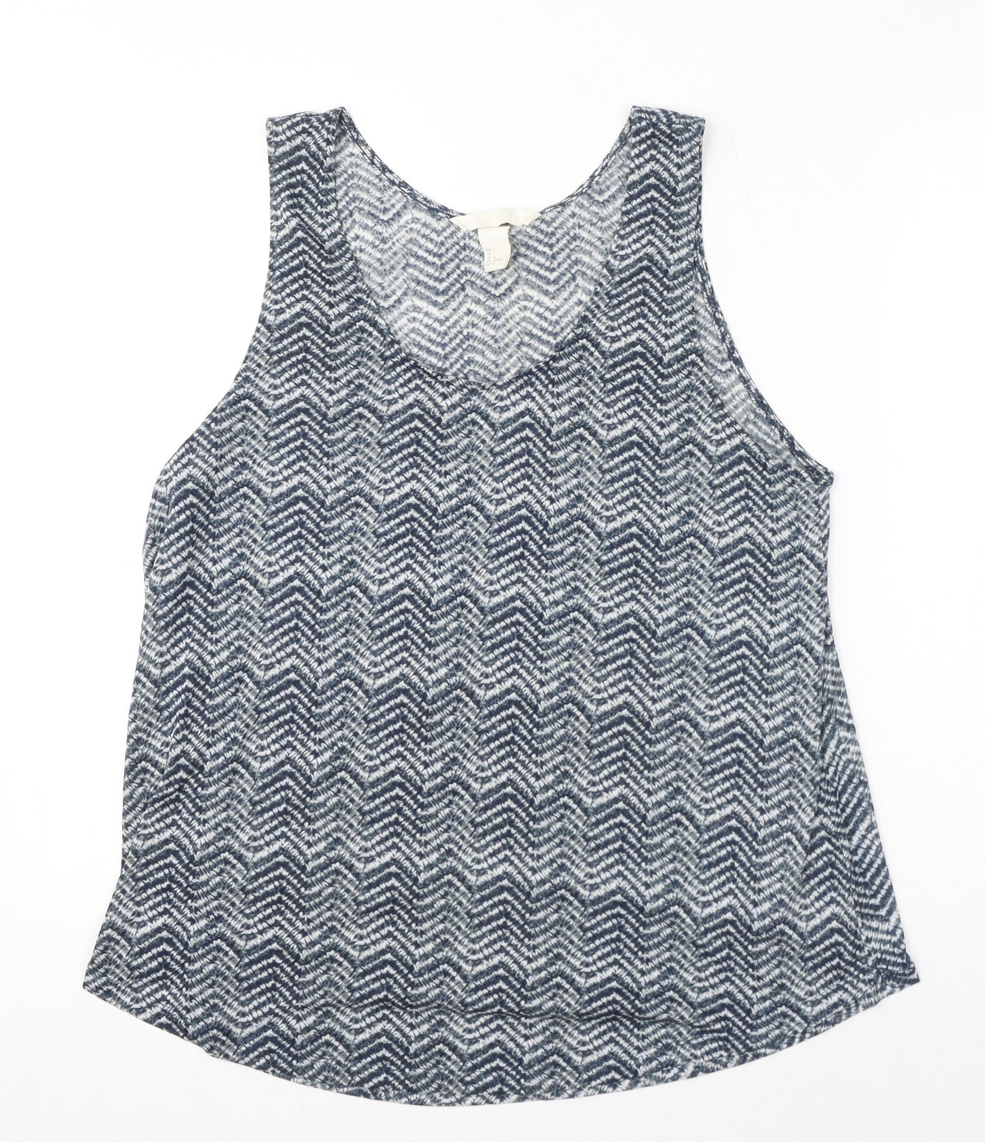 H&M Womens Blue Geometric Polyester Basic Tank Size L Scoop Neck - Zigzag