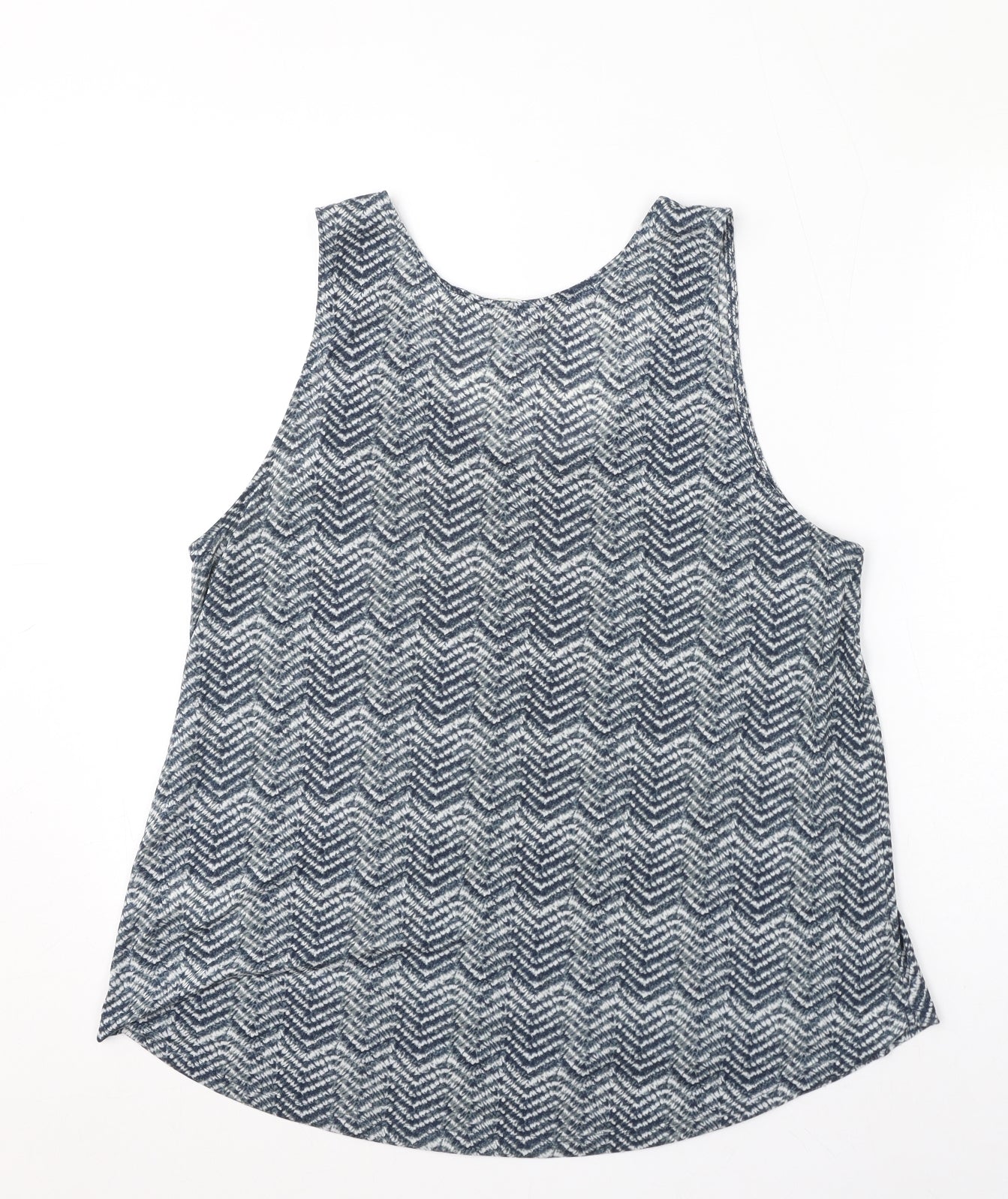 H&M Womens Blue Geometric Polyester Basic Tank Size L Scoop Neck - Zigzag