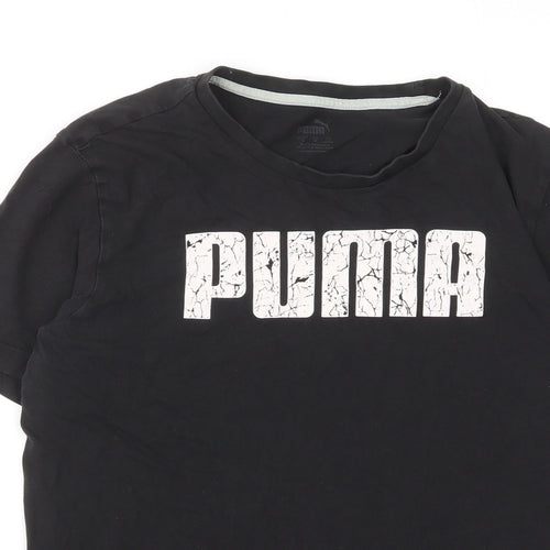 PUMA Mens Black Cotton T-Shirt Size S Crew Neck - Logo