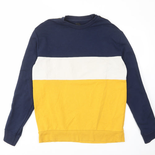 New Look Mens Multicoloured Striped Cotton Pullover Sweatshirt Size M