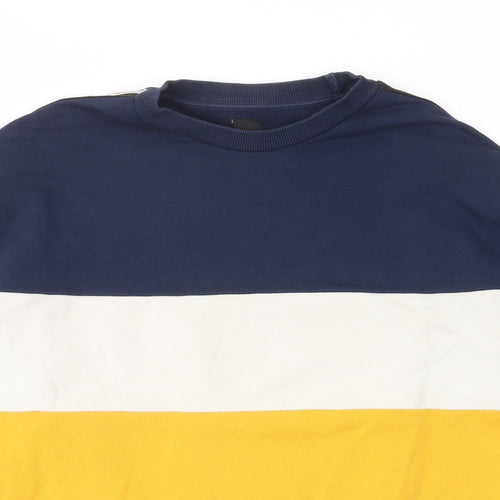 New Look Mens Multicoloured Striped Cotton Pullover Sweatshirt Size M