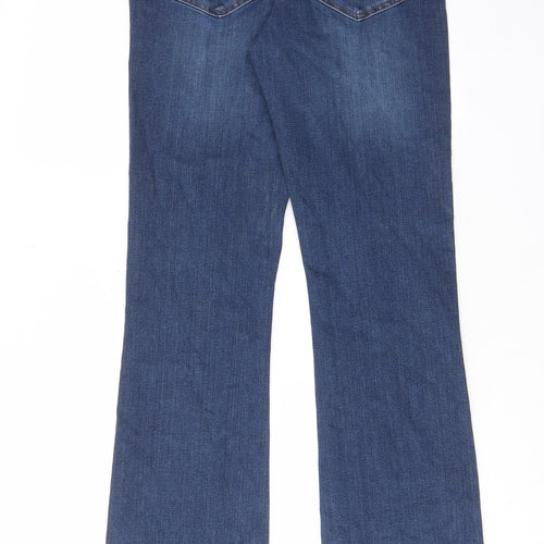 NEXT Womens Blue Cotton Bootcut Jeans Size 10 L33 in Regular Zip - Pockets, Belt Loops