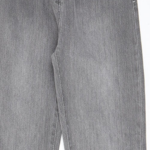eorge Womens Grey Cotton Bootcut Jeans Size 10 L28 in Regular Zip - Pockets, Belt Loops, Embroided