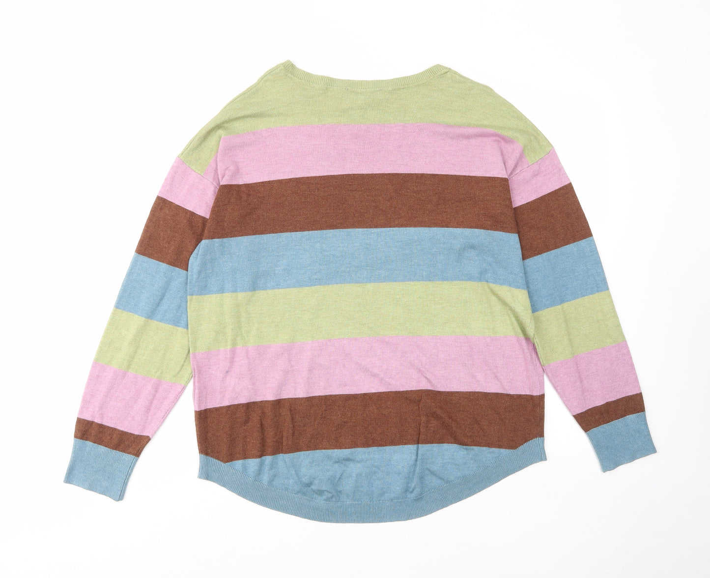 b.young Womens Multicoloured Crew Neck Striped Viscose Pullover Jumper Size L