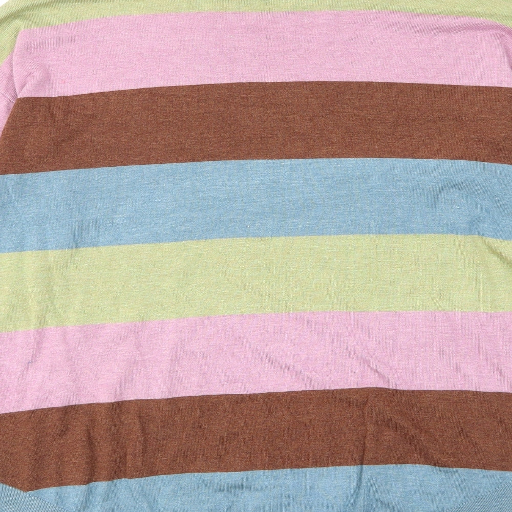 b.young Womens Multicoloured Crew Neck Striped Viscose Pullover Jumper Size L