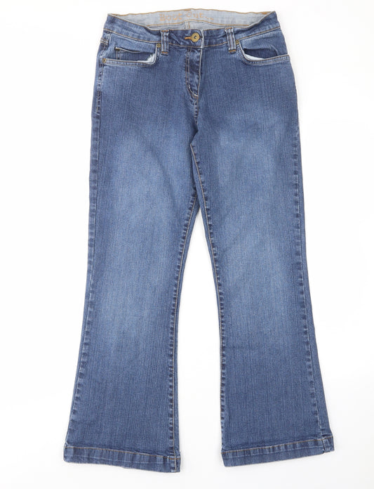 George Womens Blue Cotton Bootcut Jeans Size 10 L27 in Regular Zip - Pockets, Belt Loops