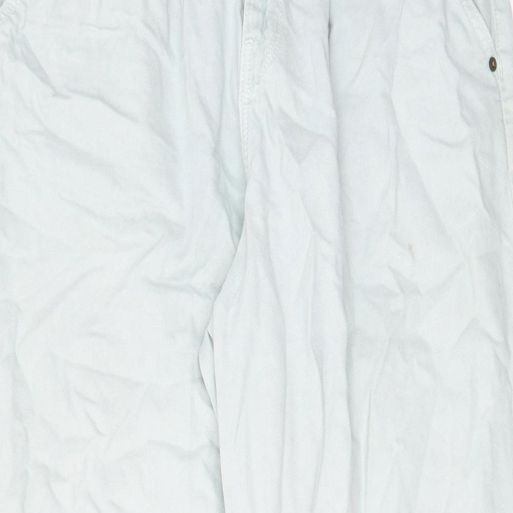 Zara Womens Green Cotton Mom Jeans Size 10 L26 in Regular Zip - Pockets, Belt Loops, Pleated