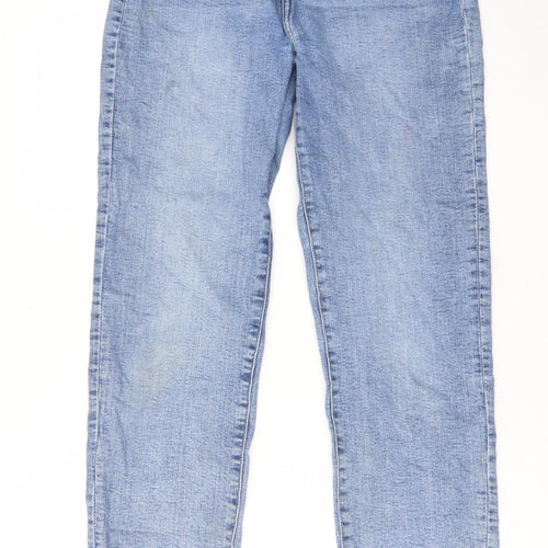 Denim & Co. Womens Blue Cotton Straight Jeans Size 10 L28 in Regular Zip - Pockets, Belt Loops