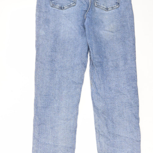 Denim & Co. Womens Blue Cotton Straight Jeans Size 10 L28 in Regular Zip - Pockets, Belt Loops