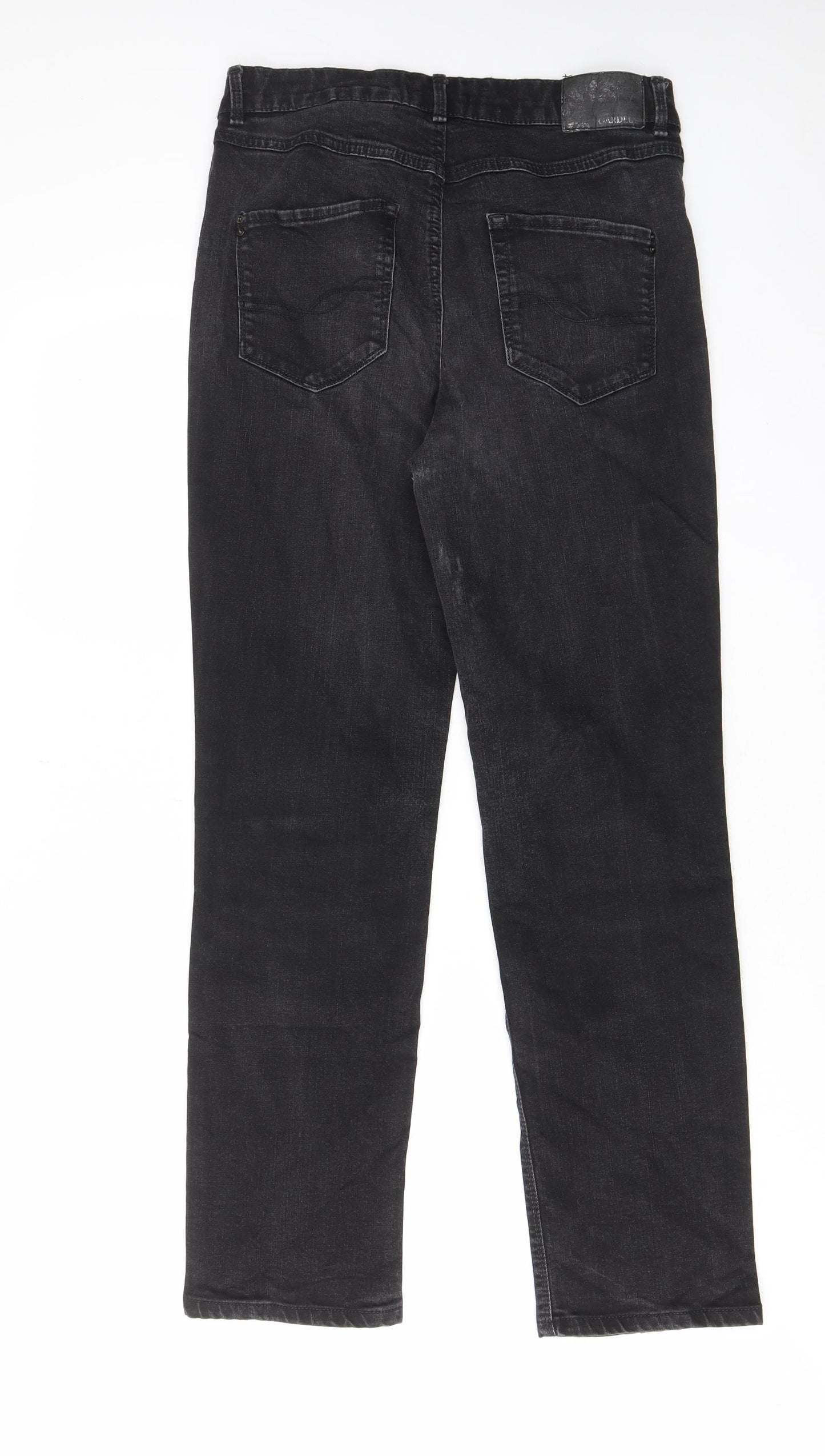 Atelier Gardeur Womens Black Cotton Straight Jeans Size 10 L28 in Regular Zip - Pockets, Belt Loops