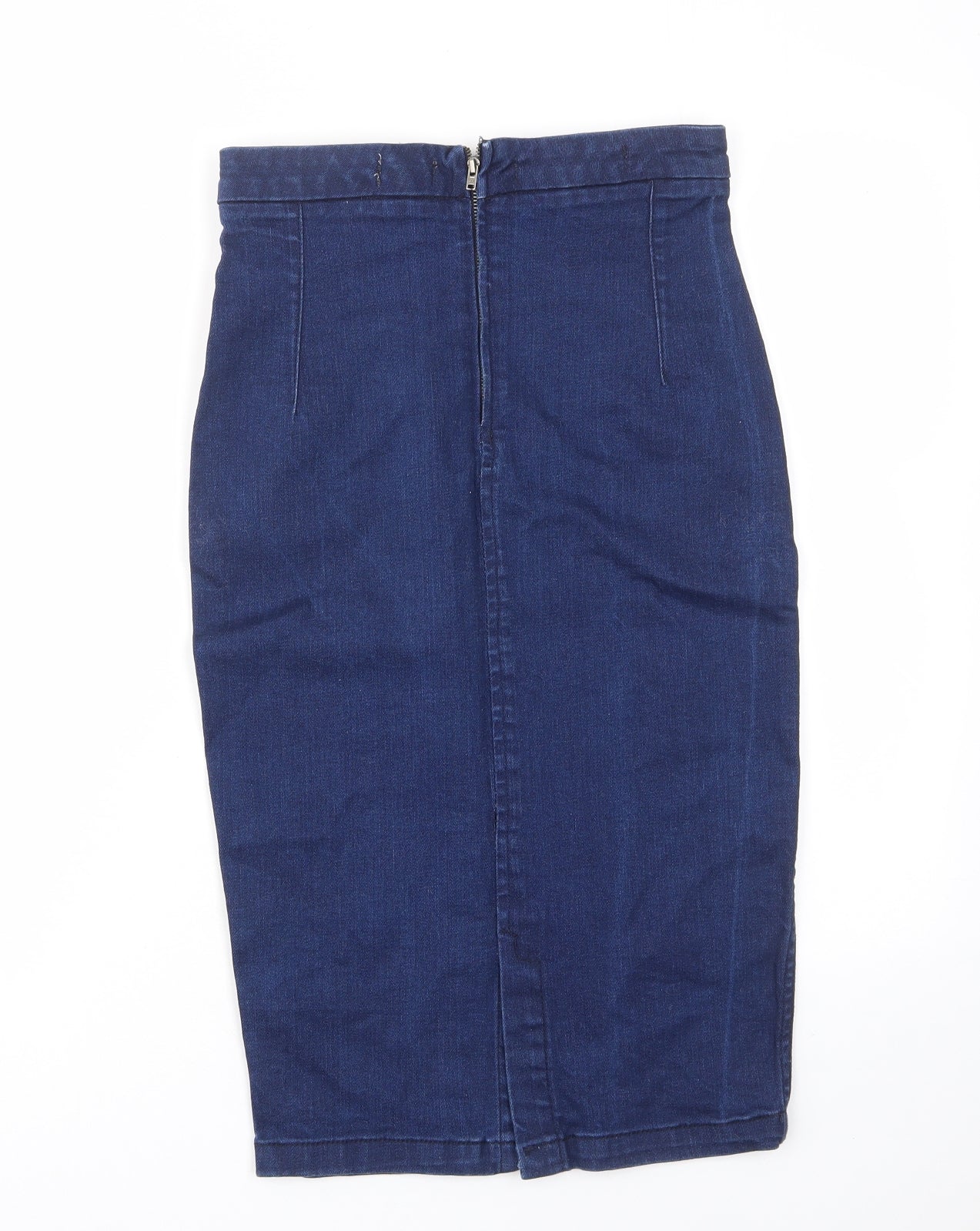 Zara Womens Blue Cotton Straight & Pencil Skirt Size XS Zip