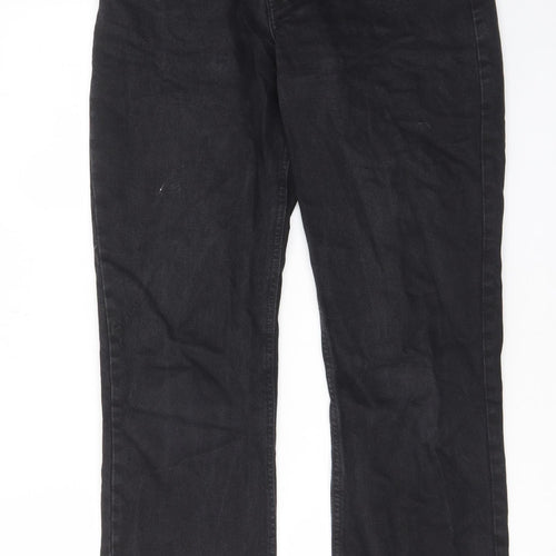 H&M Womens Black Cotton Straight Jeans Size 10 L31 in Regular Button - Pockets, Belt Loops