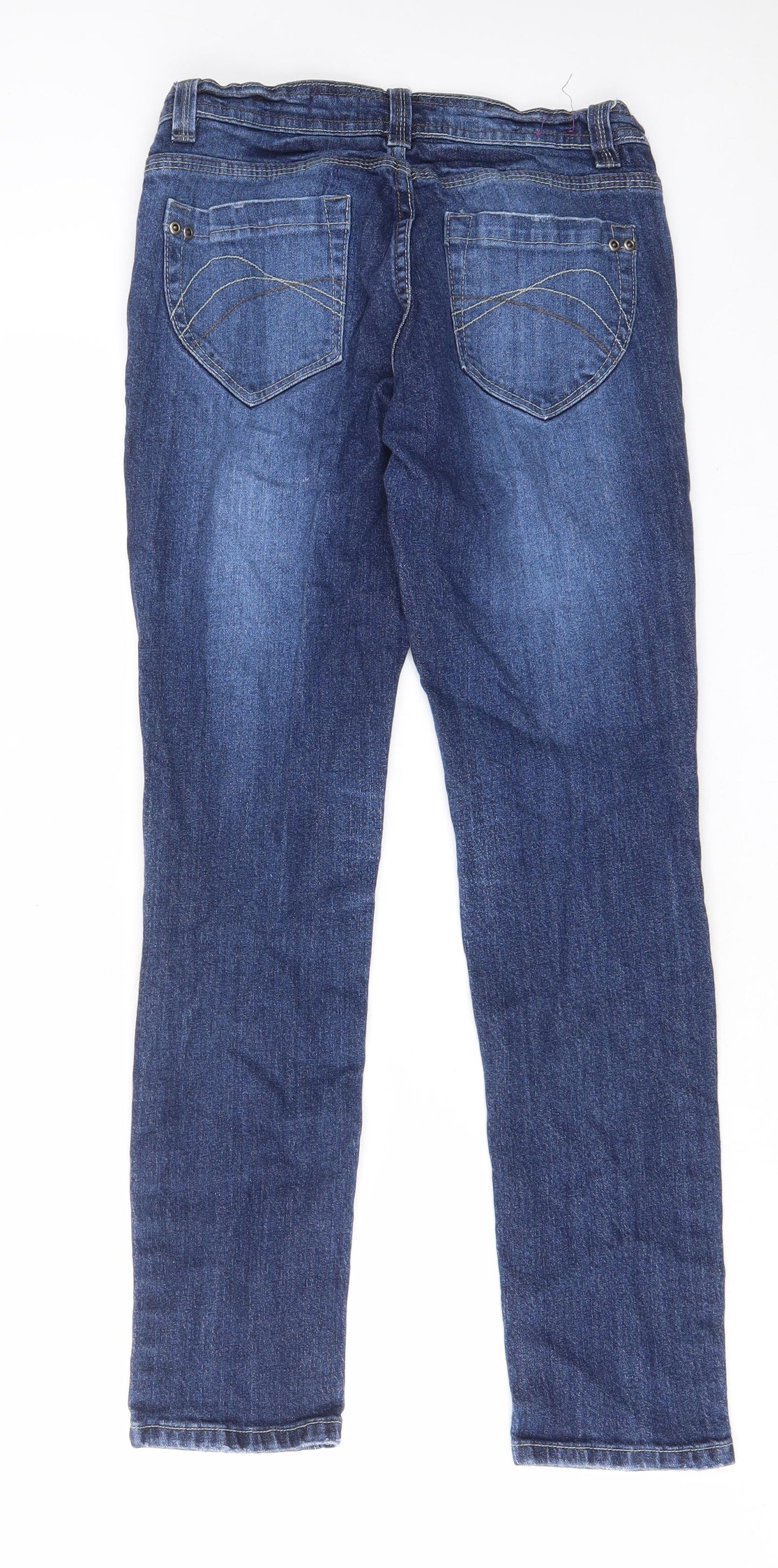 House of denim Womens Blue Cotton Skinny Jeans Size 10 L28 in Regular Zip - Pockets, Belt Loops