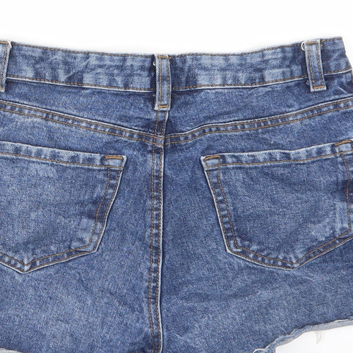 Denim & Co. Womens Blue Cotton Basic Shorts Size 6 L3 in Regular Zip - Pockets, Distressed