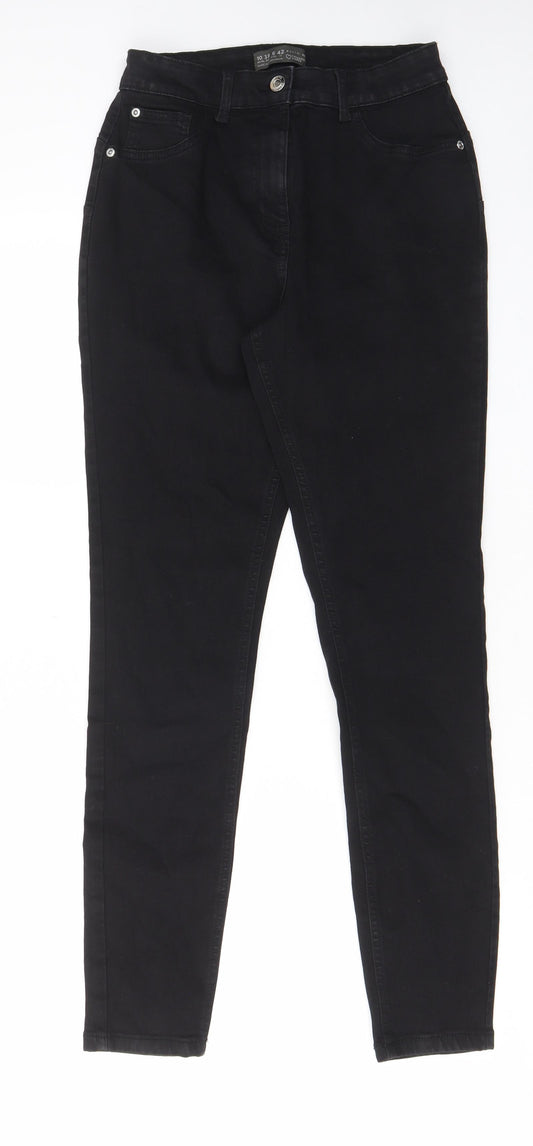 Denim & Co. Womens Black Cotton Skinny Jeans Size 10 L30 in Regular Zip - Pockets, Belt Loops