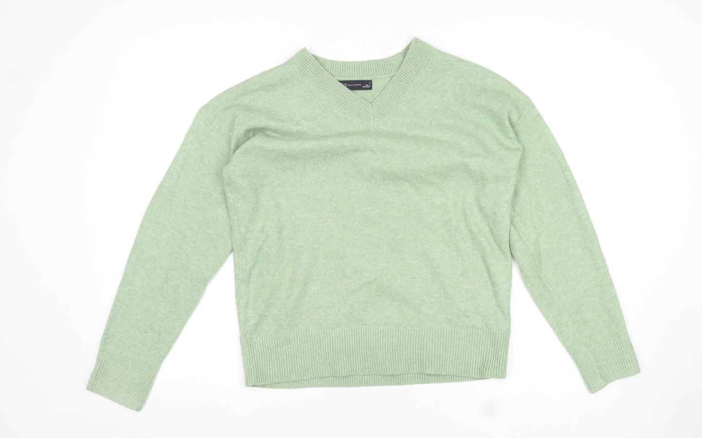 Marks and Spencer Womens Green V-Neck Polyester Pullover Jumper Size S