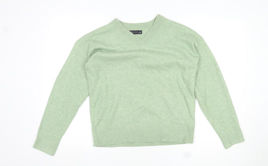 Marks and Spencer Womens Green V-Neck Polyester Pullover Jumper Size S