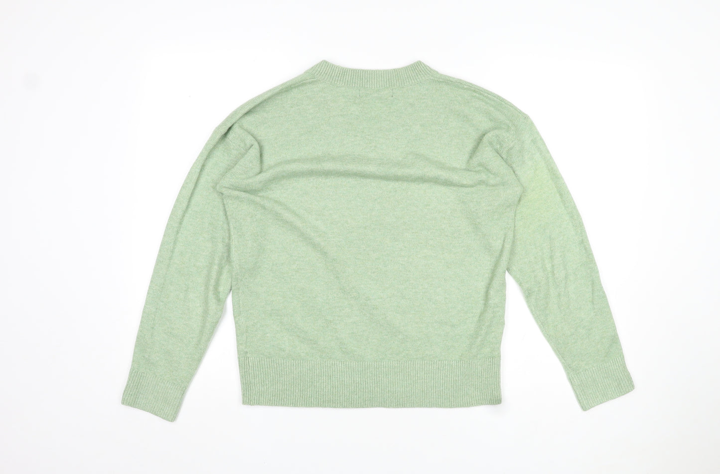 Marks and Spencer Womens Green V-Neck Polyester Pullover Jumper Size S