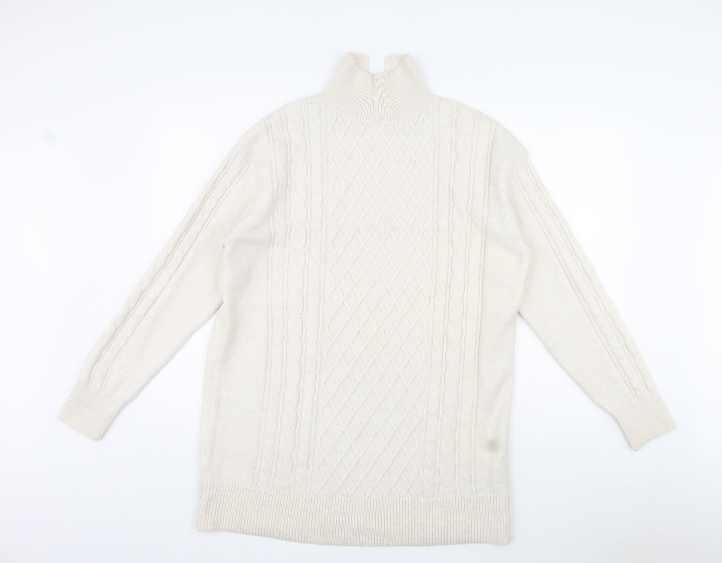 H&M Womens White High Neck Polyester Pullover Jumper Size S