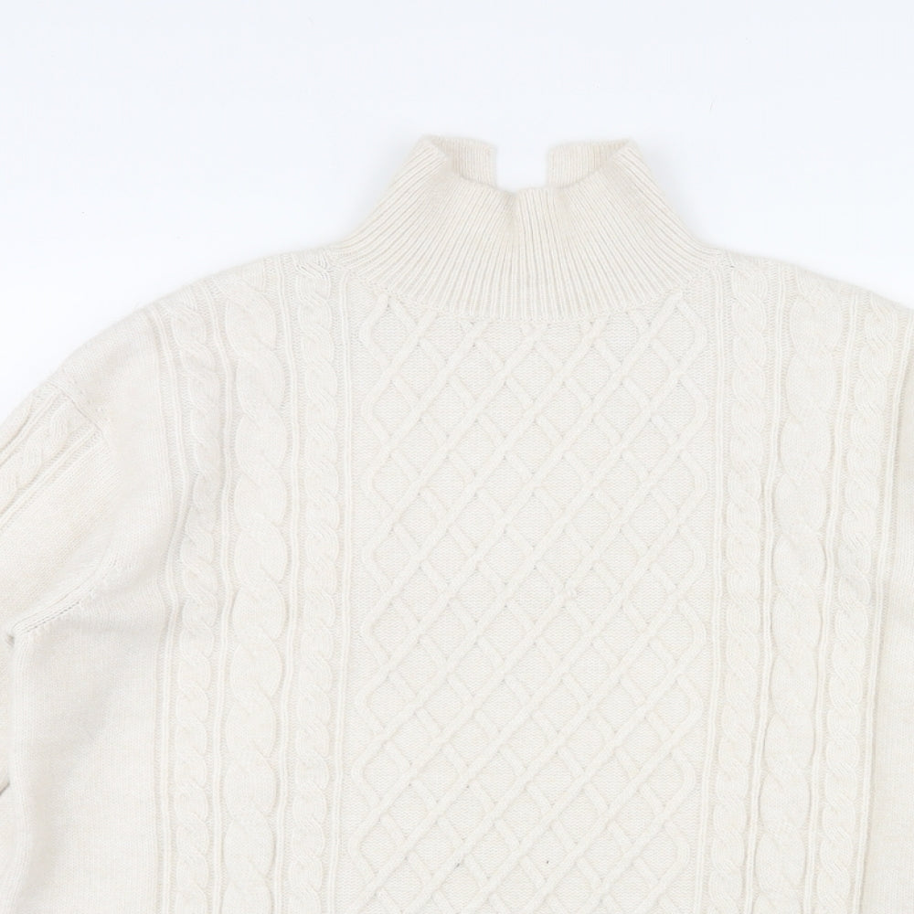 H&M Womens White High Neck Polyester Pullover Jumper Size S