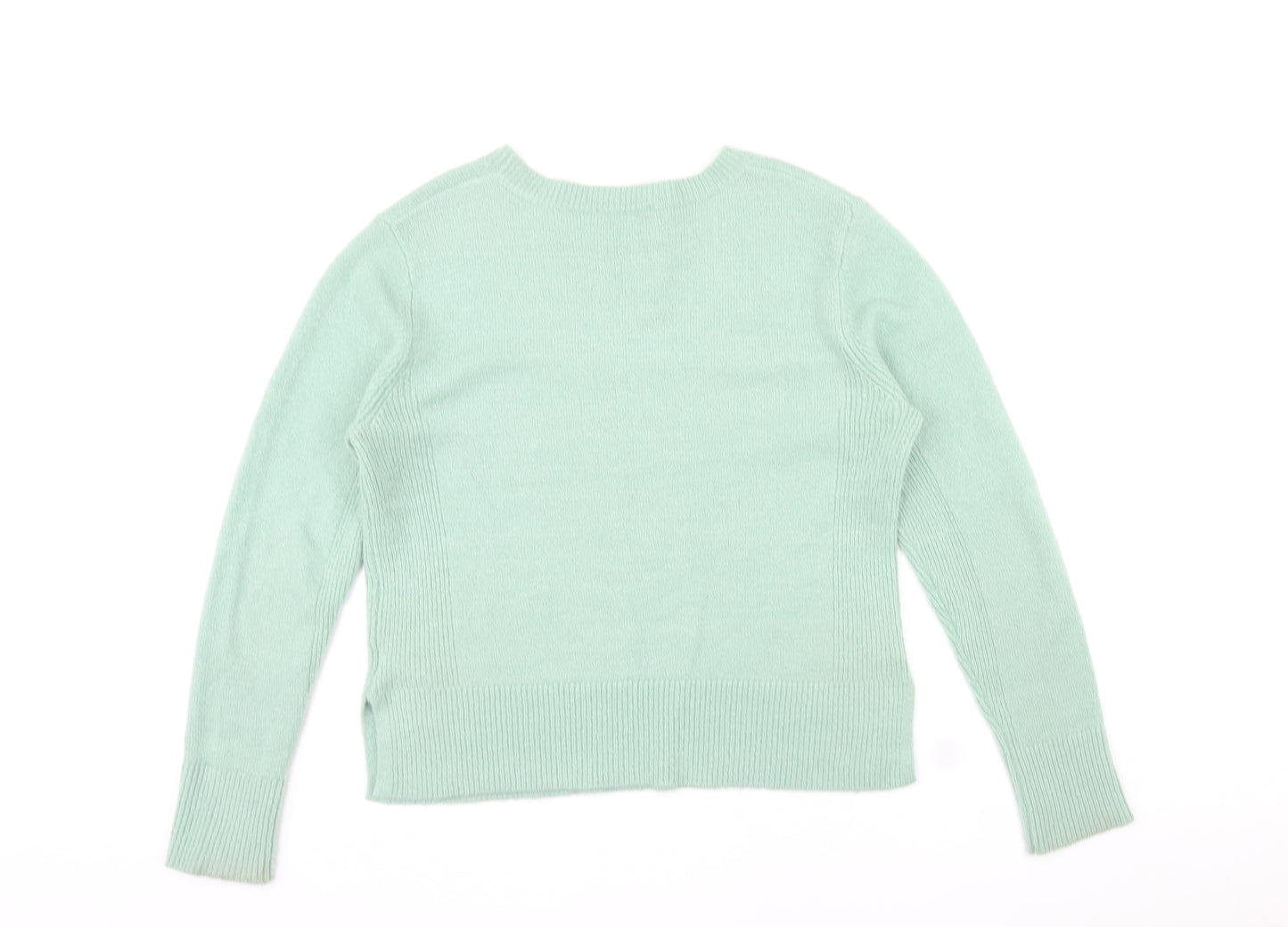 Oasis Womens Green Round Neck Acrylic Pullover Jumper Size L