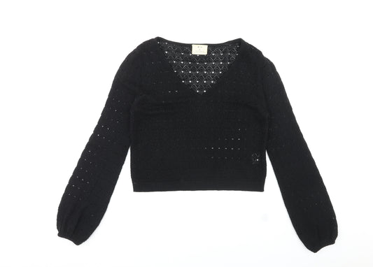 Pins & Needles Womens Black Scoop Neck Acrylic Pullover Jumper Size S