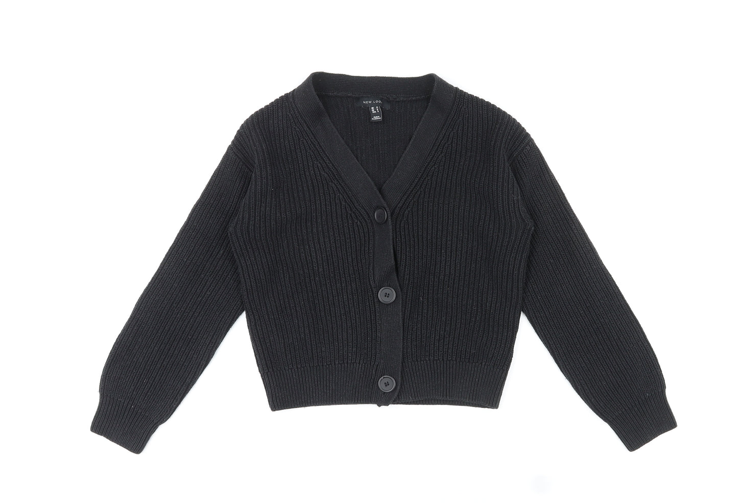 New Look Womens Black V-Neck Cotton Cardigan Jumper Size S