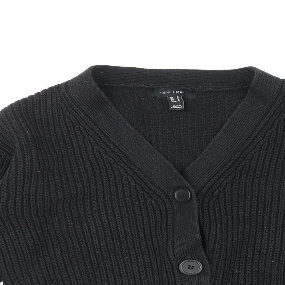 New Look Womens Black V-Neck Cotton Cardigan Jumper Size S