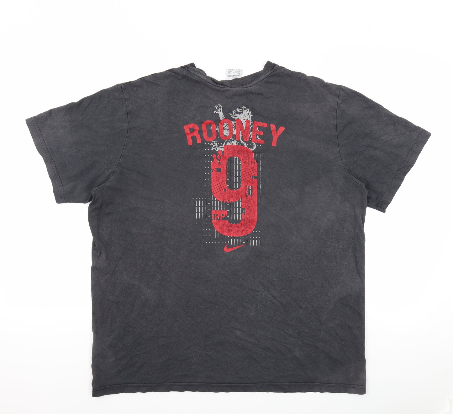 Nike Mens Grey Cotton T-Shirt Size 2XL Crew Neck - England Rooney