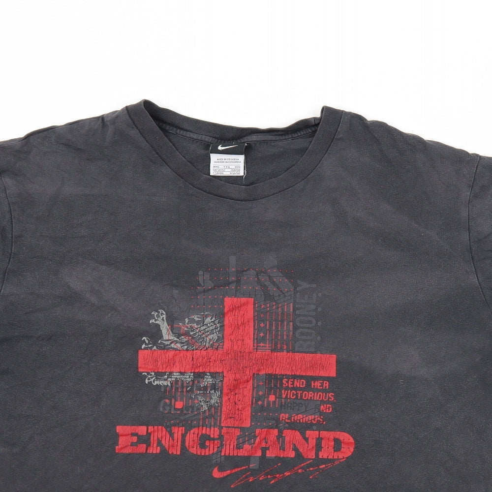 Nike Mens Grey Cotton T-Shirt Size 2XL Crew Neck - England Rooney