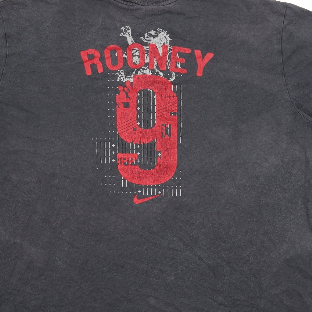 Nike Mens Grey Cotton T-Shirt Size 2XL Crew Neck - England Rooney