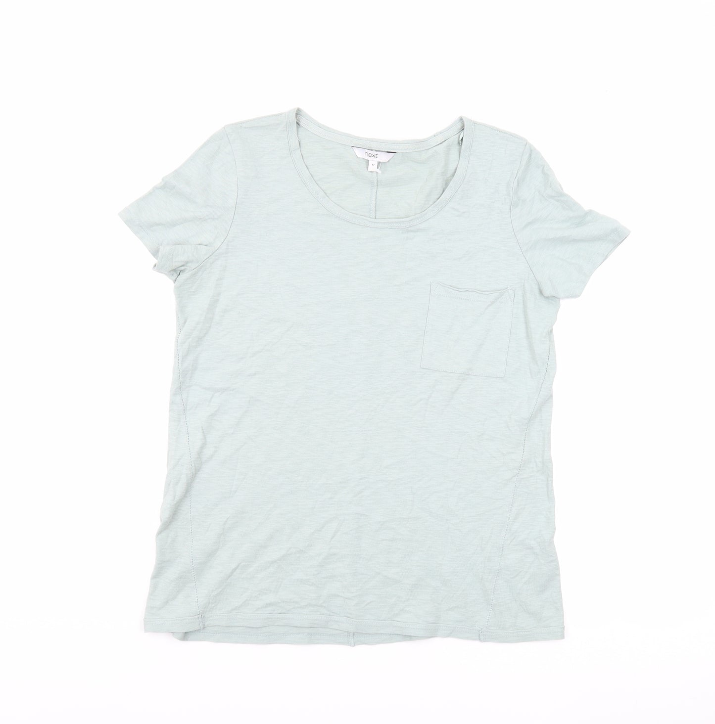 NEXT Womens Green 100% Cotton Basic T-Shirt Size 12 Boat Neck