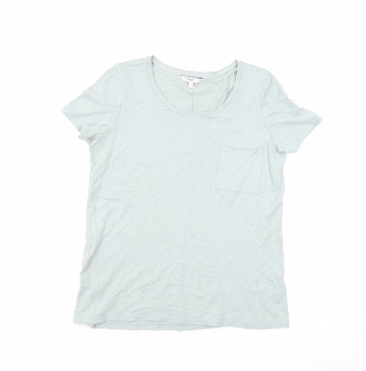 NEXT Womens Green 100% Cotton Basic T-Shirt Size 12 Boat Neck