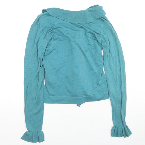 Hobbs Womens Blue V-Neck Silk Cardigan Jumper Size S