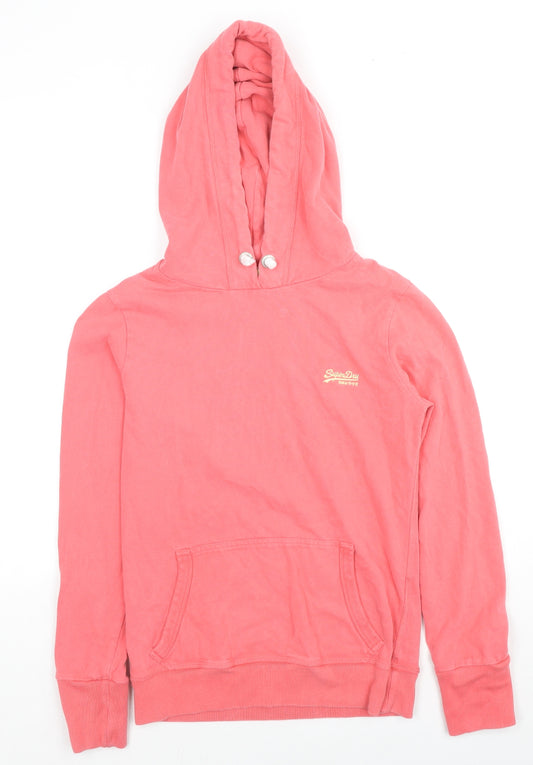 Superdry Womens Pink Cotton Pullover Hoodie Size S Pullover - Logo