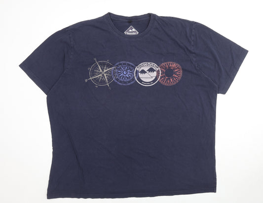 Snowdonia Mens Blue Cotton T-Shirt Size 2XL Round Neck - Mountain Compass