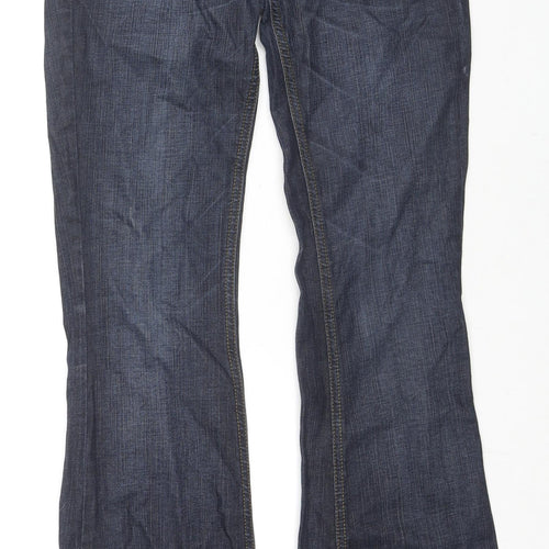 Miss Selfridge Womens Blue Cotton Flared Jeans Size 10 L32 in Regular Zip
