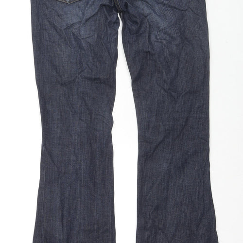 Miss Selfridge Womens Blue Cotton Flared Jeans Size 10 L32 in Regular Zip