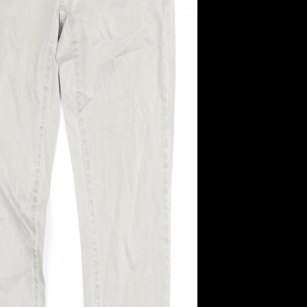 Zara Mens Grey Cotton Straight Jeans Size 32 in L32 in Regular Zip