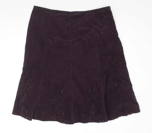 Platform Womens Purple Cotton A-Line Skirt Size 18 Zip