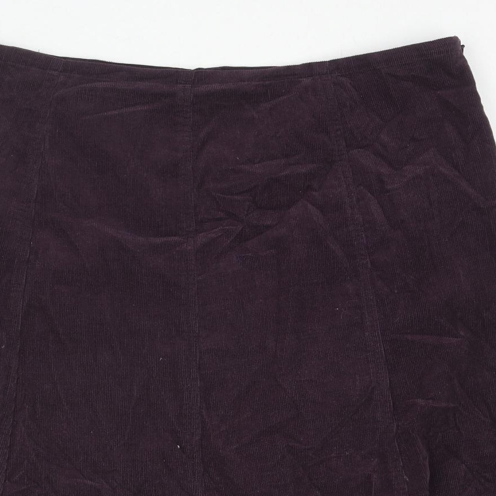 Platform Womens Purple Cotton A-Line Skirt Size 18 Zip