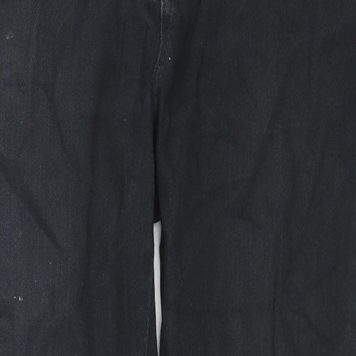 Marks and Spencer Womens Black Cotton Straight Jeans Size 10 L23 in Regular Zip