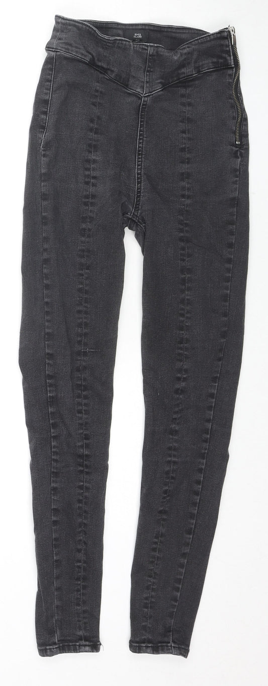 River Island Womens Black Cotton Skinny Jeans Size 10 L26 in Regular Zip