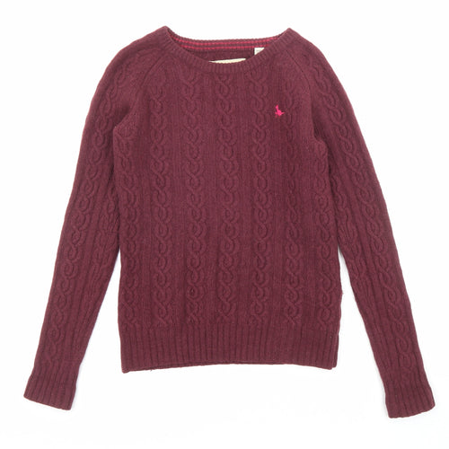 Jack Wills Womens Purple Round Neck Wool Pullover Jumper Size 8 - Logo embroidery