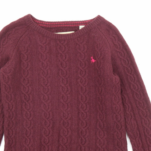 Jack Wills Womens Purple Round Neck Wool Pullover Jumper Size 8 - Logo embroidery
