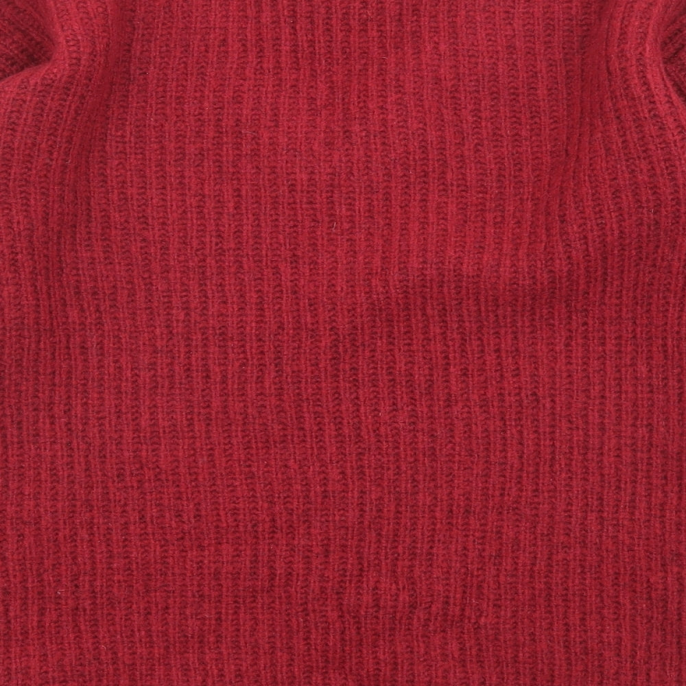 Marks and Spencer Womens Red V-Neck Acrylic Pullover Jumper Size 8