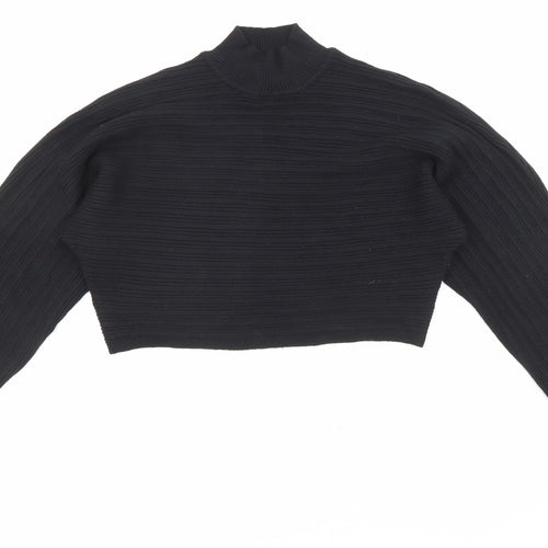 New Look Womens Black High Neck Viscose Pullover Jumper Size S - Cropped