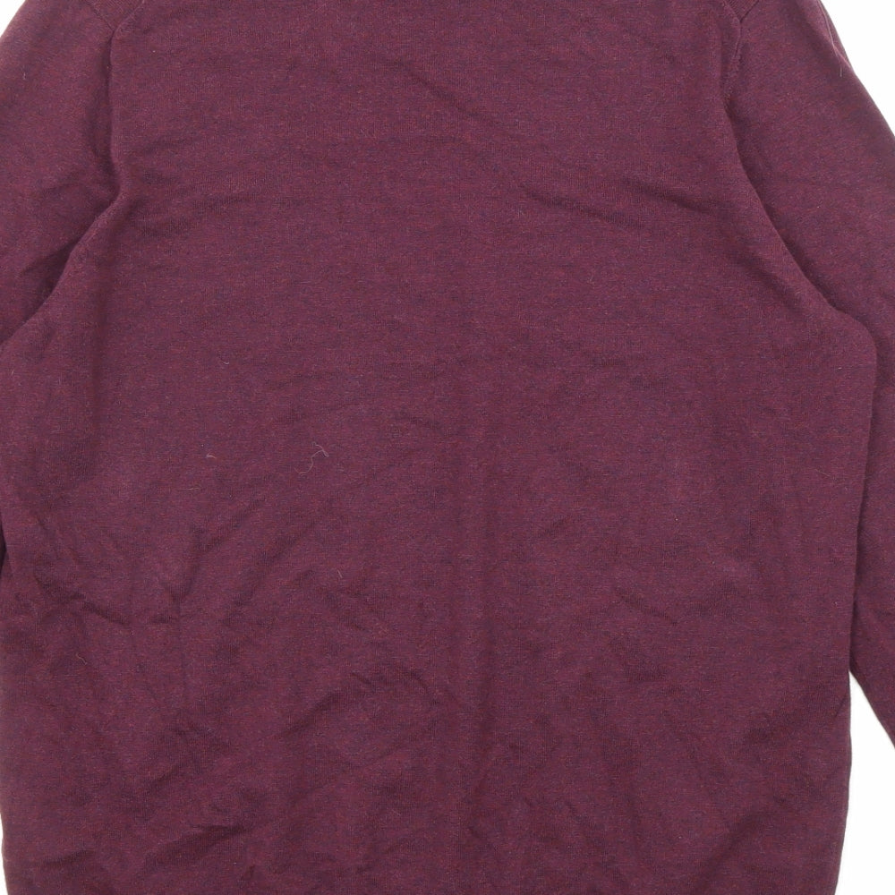 Marks and Spencer Mens Pink Roll Neck Cotton Pullover Jumper Size M Long Sleeve